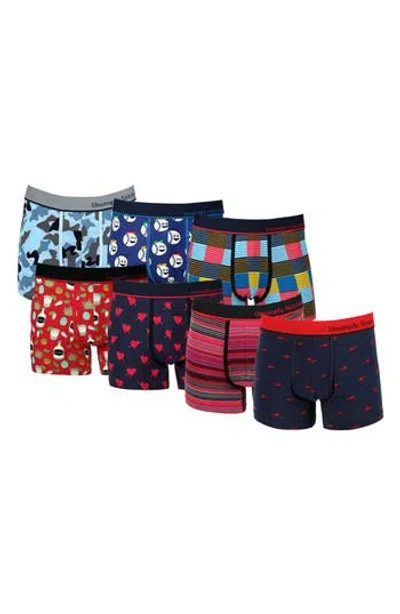 Unsimply Stitched 7-pack Assorted Stretch Cotton Trunks In Blue Multi
