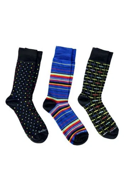 Unsimply Stitched Assorted 3-pack Crew Socks In Black
