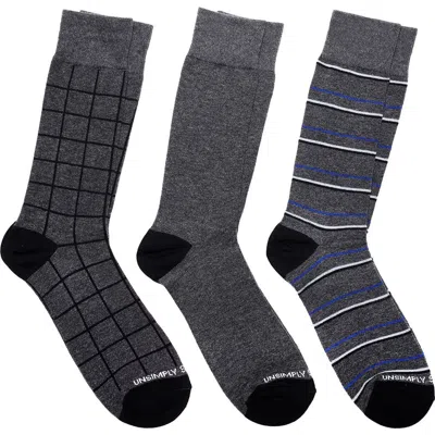Unsimply Stitched Assorted 3-pack Of Crew Socks In Gray