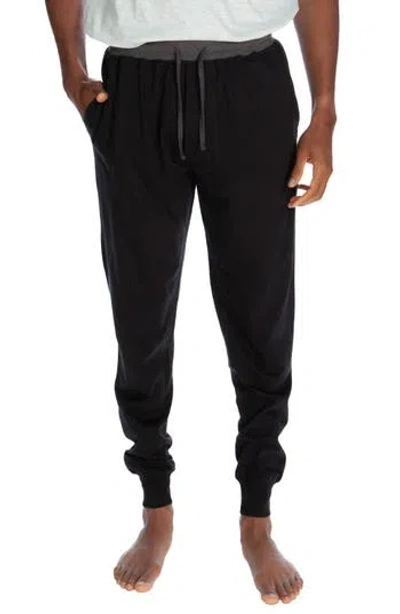 Unsimply Stitched Contrast Waist Joggers In Black Grey