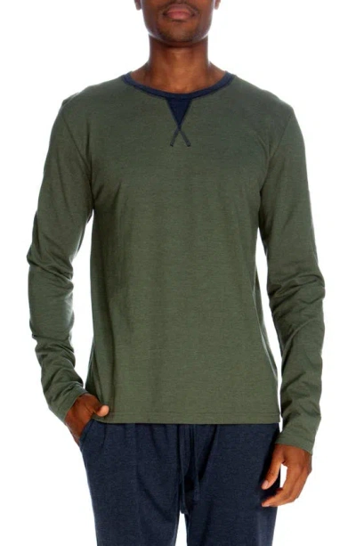 Unsimply Stitched Long Sleeve Contrast Crewneck Shirt In Heather Green