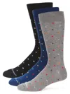 Unsimply Stitched Men's 3-pack Dot Print Crew Socks In Navy Black Grey Multi