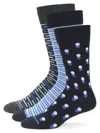 Unsimply Stitched Men's 3-pack Pattern Cuff Socks In Navy Multi