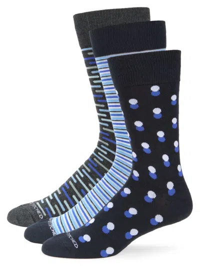 Unsimply Stitched Men's 3-pack Pattern Cuff Socks In Multi