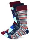 Unsimply Stitched Men's 3-pack Pattern Cuff Socks In Neutral