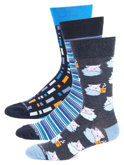 Unsimply Stitched Men's 3-pack Pattern Socks Set In Multi