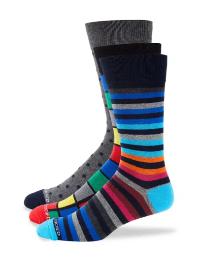 Unsimply Stitched Men's 3-pack Patterned Crew Socks In Multi