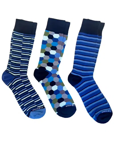 Unsimply Stitched Set Of 3 Sock In Blue