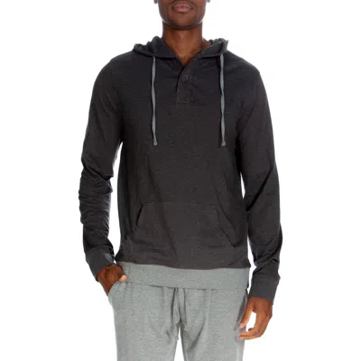 Unsimply Stitched Sleep Henley Hoodie In Heather Grey