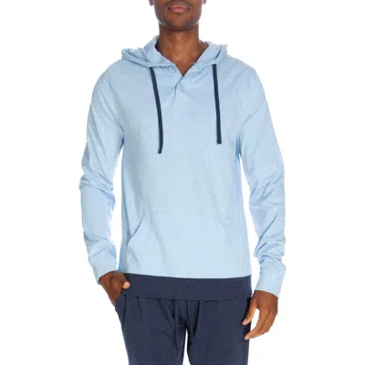 Unsimply Stitched Sleep Henley Hoodie In Heather Light Blue