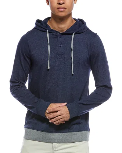 Unsimply Stitched Stitched Henley Hoodie In Blue