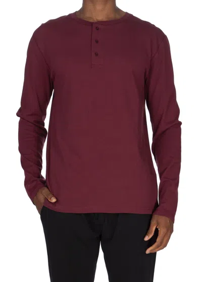 Unsimply Stitched Super Soft Long Sleeve Henley In Red