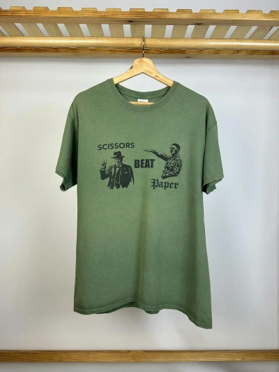 Pre-owned Unsound Rags T-shirt Scissors Beat Paper Hitler Churchill Military Army In Green