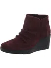 Unstructured By Clarks Madera Way Womens Suede Gathered Ankle Boots In Black