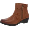Unstructured By Clarks Rosely Zip Womens Leather Scrunch Ankle Boots In Brown