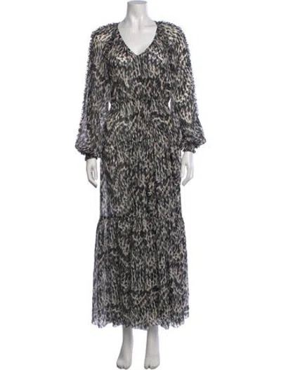 Pre-owned Unsubscribed Animal Print Long Dress In Black