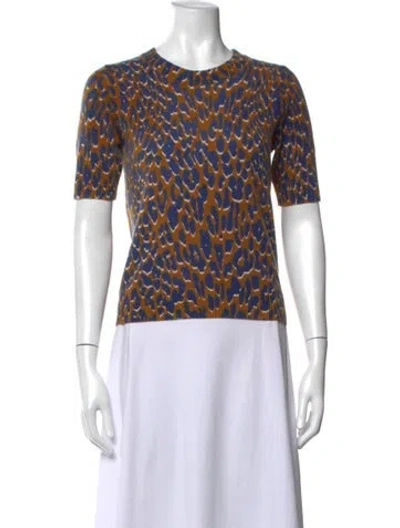 Pre-owned Unsubscribed Cashmere Animal Print Sweater In Blue