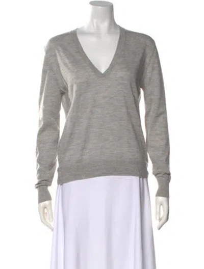 Pre-owned Unsubscribed Cashmere V-neck Sweater In Gray