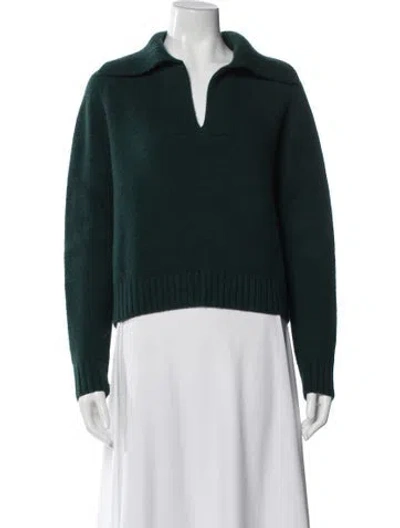 Pre-owned Unsubscribed Cashmere V-neck Sweater In Green