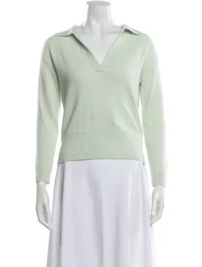 Pre-owned Unsubscribed Cashmere V-neck Sweater In Green