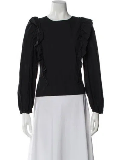 Pre-owned Unsubscribed Crew Neck Long Sleeve Blouse In Black