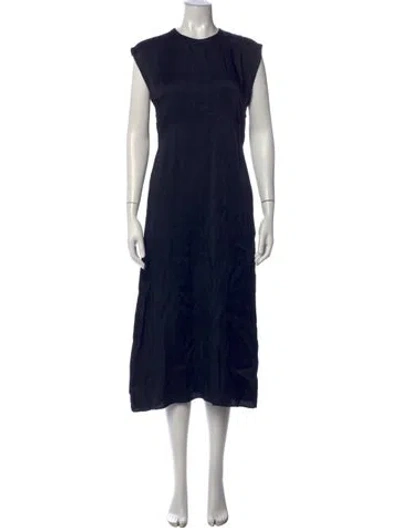 Pre-owned Unsubscribed Crew Neck Midi Length Dress In Blue