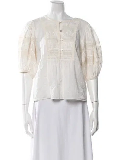 Pre-owned Unsubscribed Crew Neck Short Sleeve Blouse In Neutrals