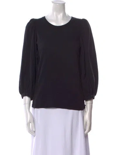 Pre-owned Unsubscribed Crew Neck Three-quarter Sleeve Top In Black