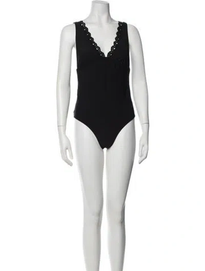 Pre-owned Unsubscribed Crochet Trim One-piece W/ Tags In Black