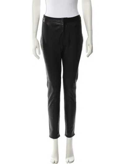 Pre-owned Unsubscribed Lamb Leather Skinny Leg Pants In Black