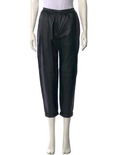 Pre-owned Unsubscribed Lamb Leather Straight Leg Pants In Black