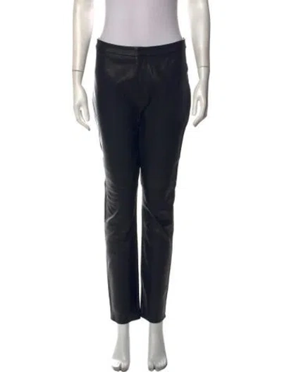 Pre-owned Unsubscribed Lamb Leather Straight Leg Pants In Black