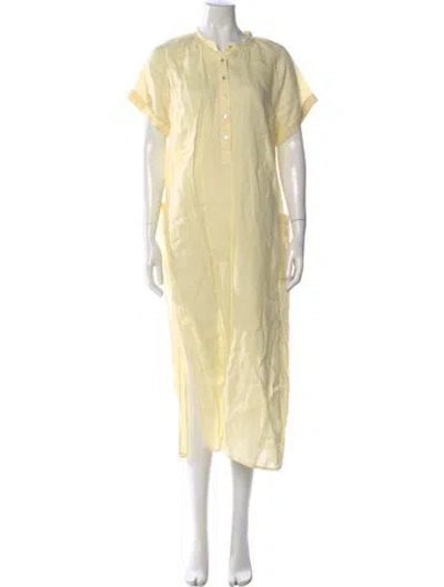 Pre-owned Unsubscribed Linen Long Dress In Yellow