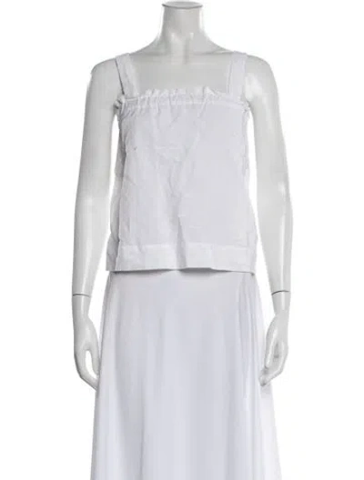 Pre-owned Unsubscribed Linen Square Neckline Top In White