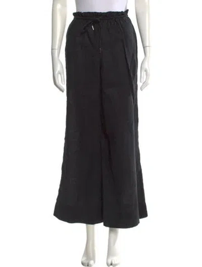 Pre-owned Unsubscribed Linen Wide Leg Pants In Black