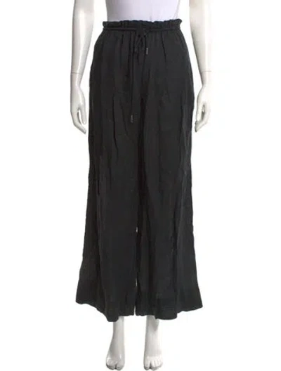 Pre-owned Unsubscribed Linen Wide Leg Pants In Black