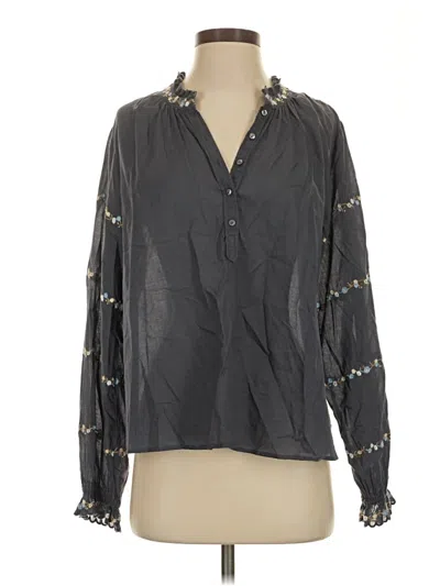Pre-owned Unsubscribed Long Sleeve Blouse In Gray
