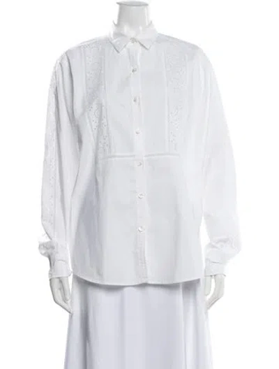 Pre-owned Unsubscribed Long Sleeve Blouse In White