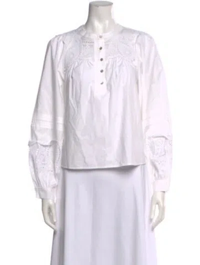 Pre-owned Unsubscribed Long Sleeve Blouse In White