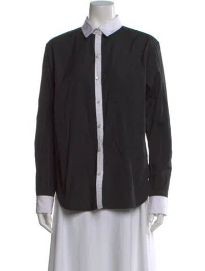 Pre-owned Unsubscribed Long Sleeve Button-up Top In Black