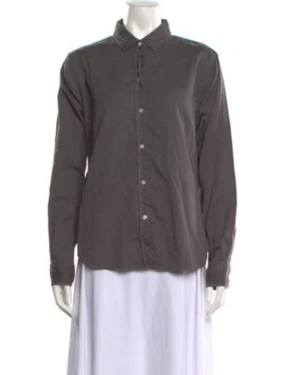 Pre-owned Unsubscribed Long Sleeve Button-up Top In Grey