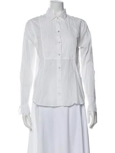 Pre-owned Unsubscribed Long Sleeve Button-up Top In White
