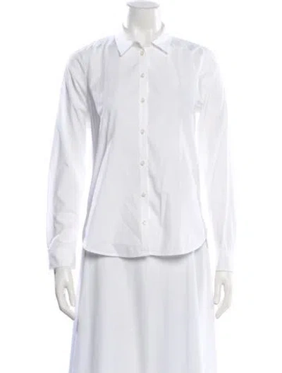 Pre-owned Unsubscribed Long Sleeve Button-up Top In White
