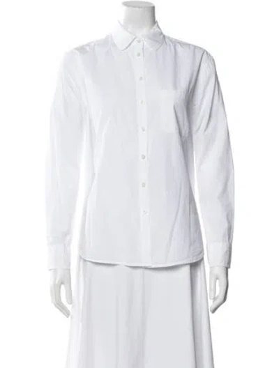 Pre-owned Unsubscribed Long Sleeve Button-up Top In White