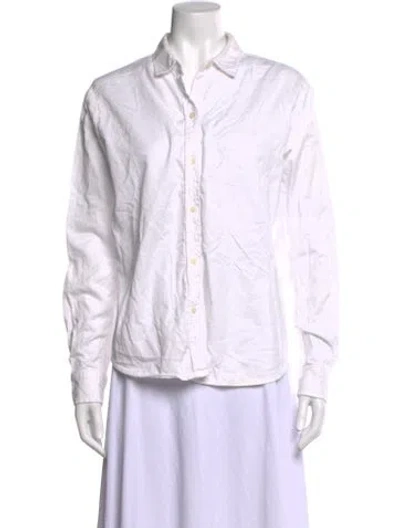 Pre-owned Unsubscribed Long Sleeve Button-up Top In White