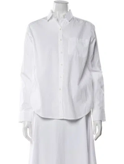 Pre-owned Unsubscribed Long Sleeve Button-up Top In White