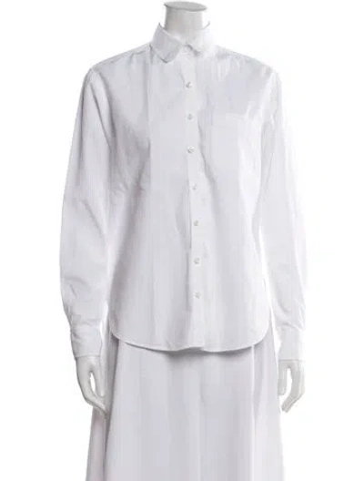 Pre-owned Unsubscribed Long Sleeve Button-up Top In White