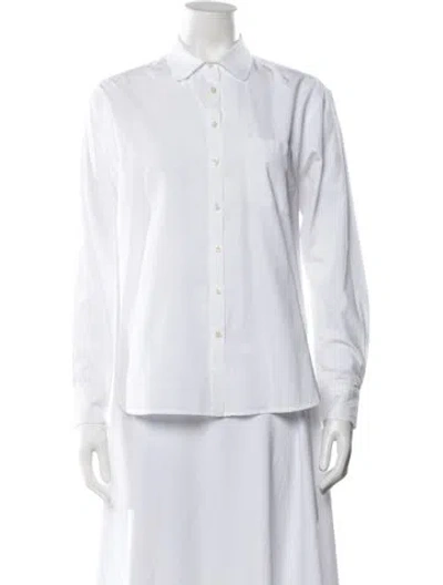 Pre-owned Unsubscribed Long Sleeve Button-up Top In White