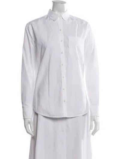 Pre-owned Unsubscribed Long Sleeve Button-up Top In White