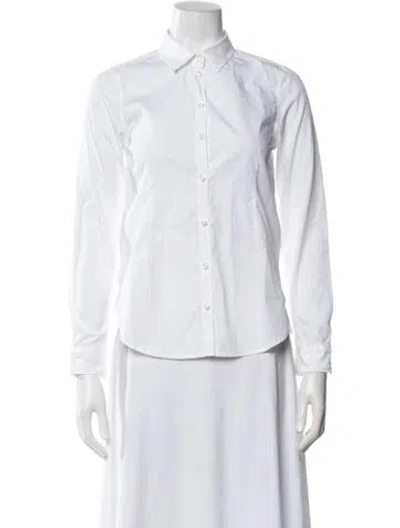 Pre-owned Unsubscribed Long Sleeve Button-up Top In White